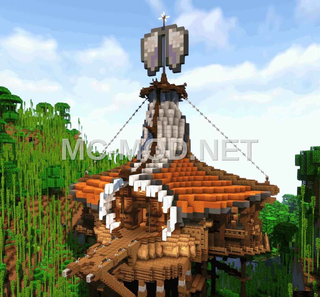 Elytra Shaped Minecraft Base