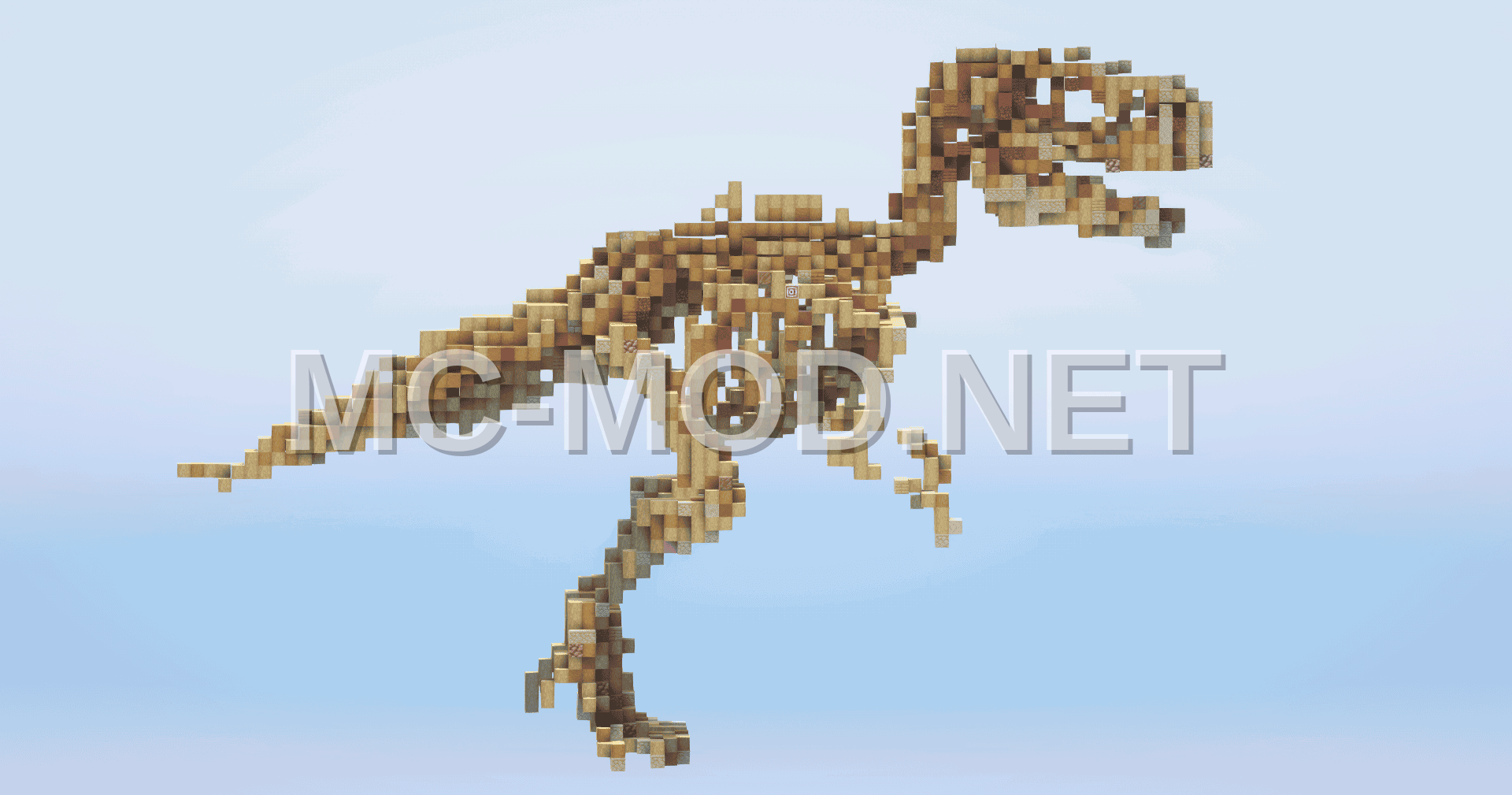 Stripped Wood Dinosaur Skeleton Statue