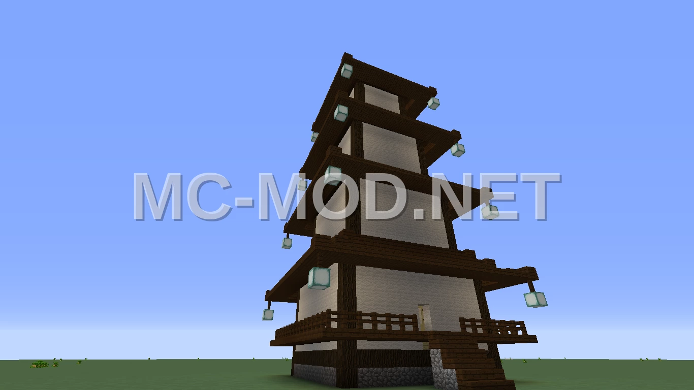 Four Story Asian Pagoda – White Wool & Birch