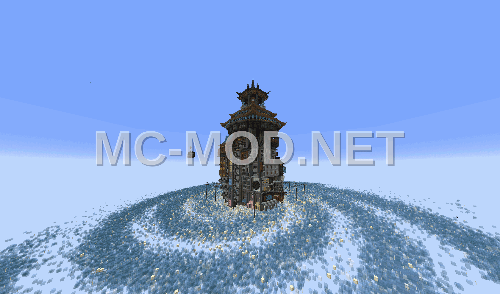 Futuristic Neon Pagoda Tower