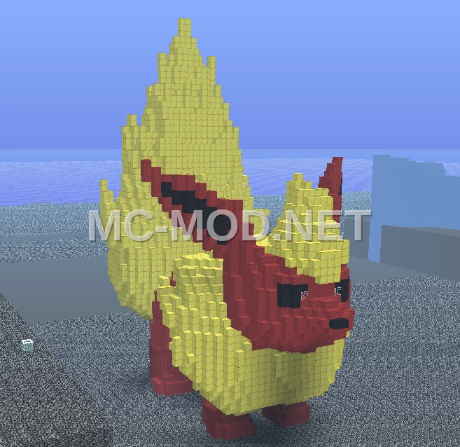 Giant Flareon Pixel Art Sculpture