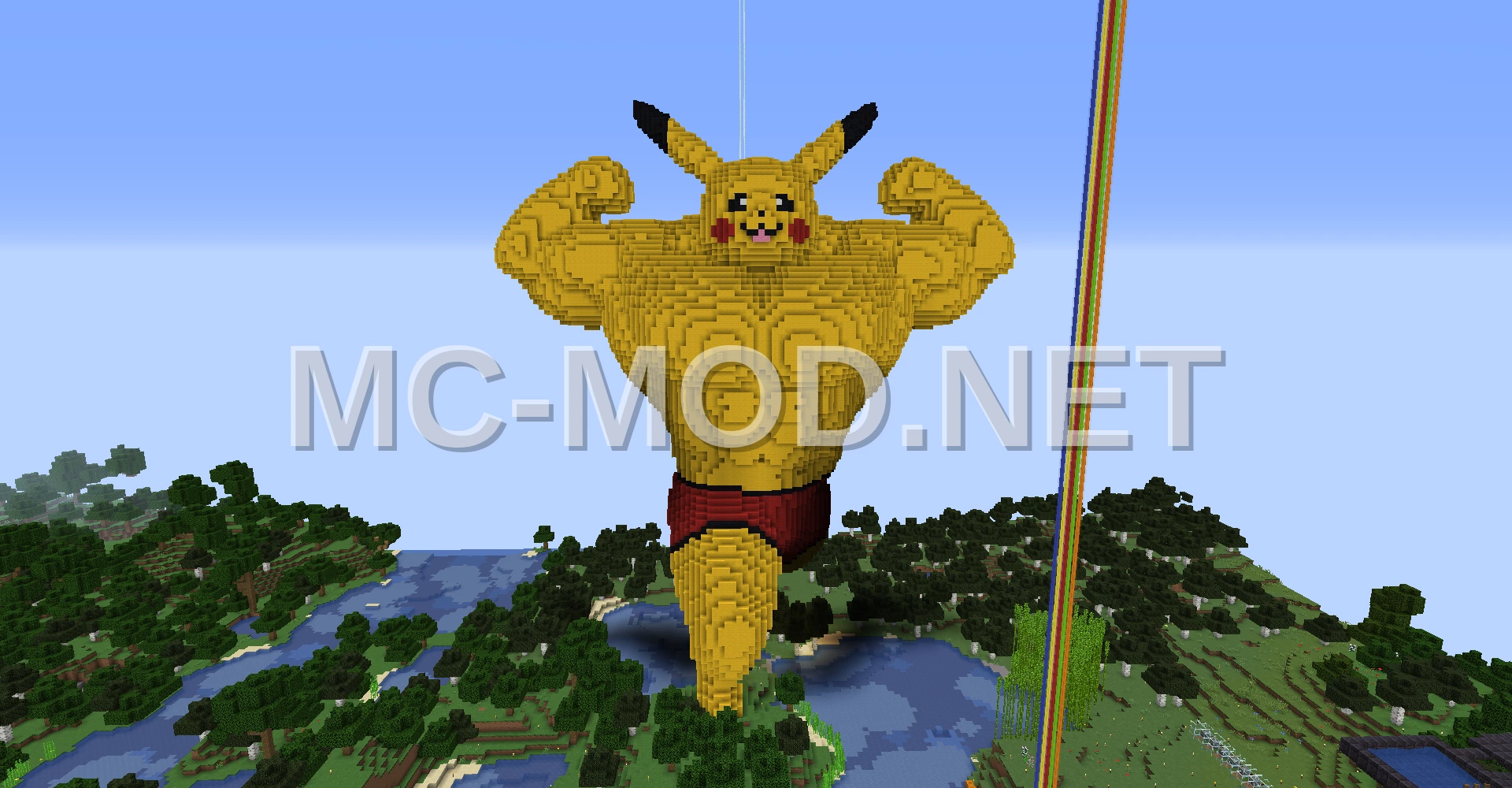 Giant Muscular Pikachu Statue