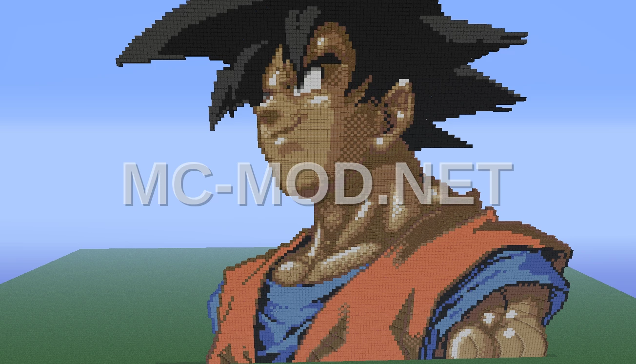Goku Pixel Art Statue