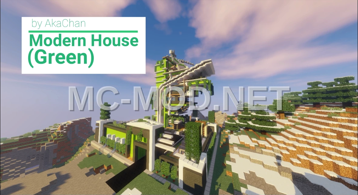 Green Modern House With Helicopter