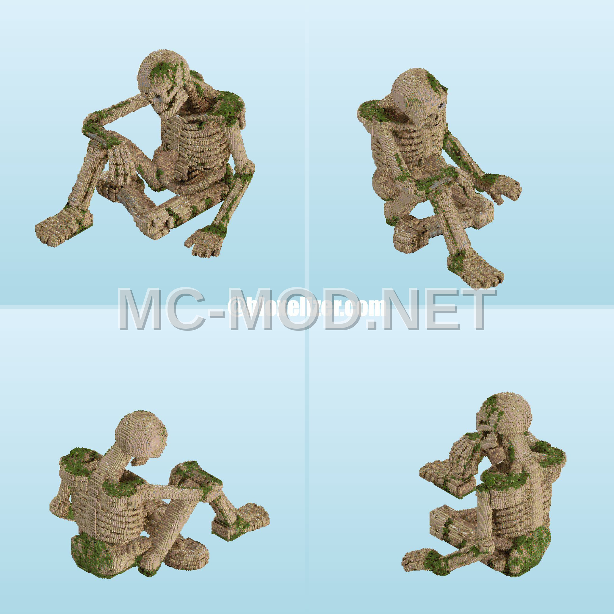 Giant Skeleton Statue – Fletching Table & Raw Iron