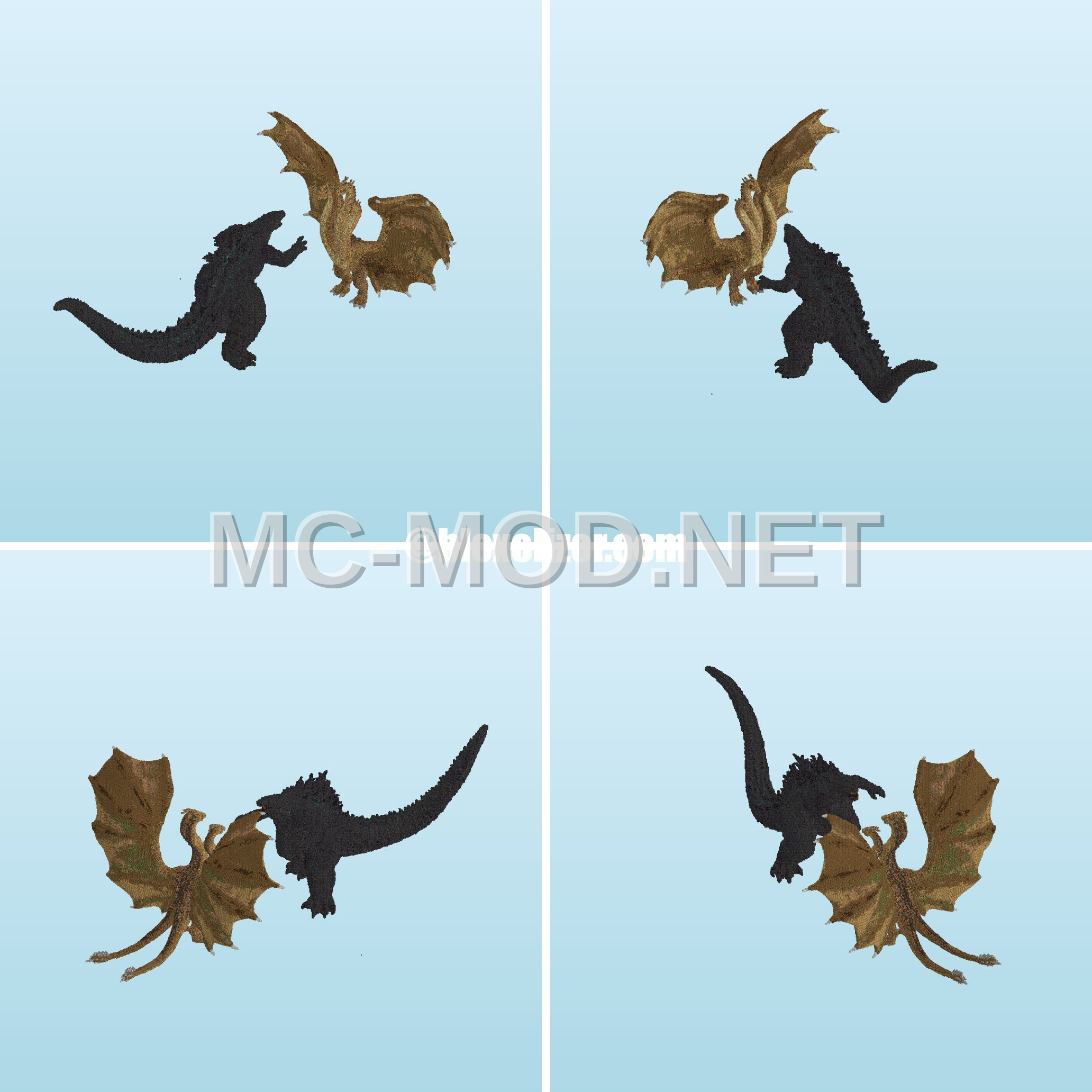 King Ghidorah and Godzilla Models