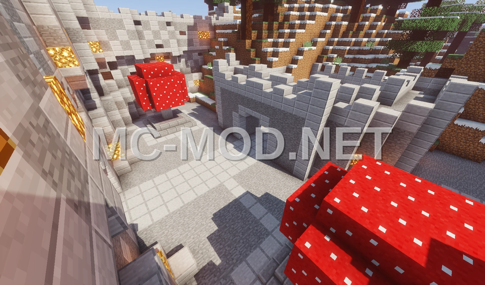 Large Stone Castle with Hillside Base