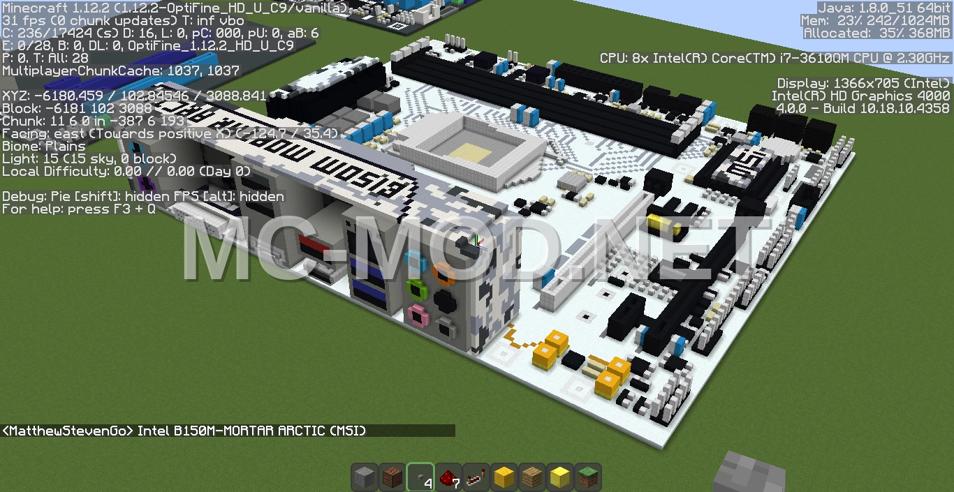 MSI Mortar Arctic Motherboard Pixel Art