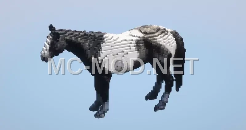 Majestic Black and White Horse Statue
