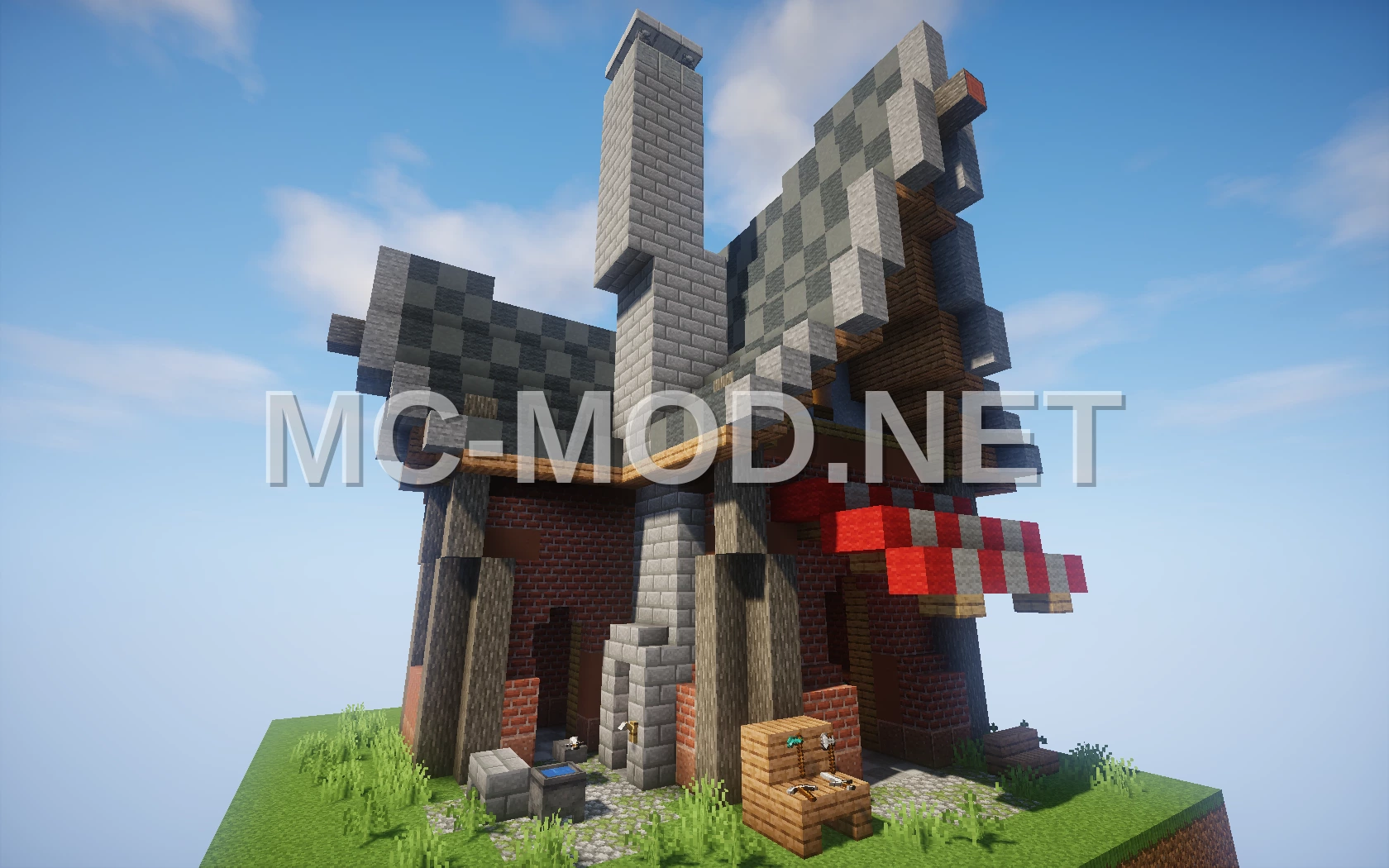 Medieval Blacksmith House With Armor Stand Details