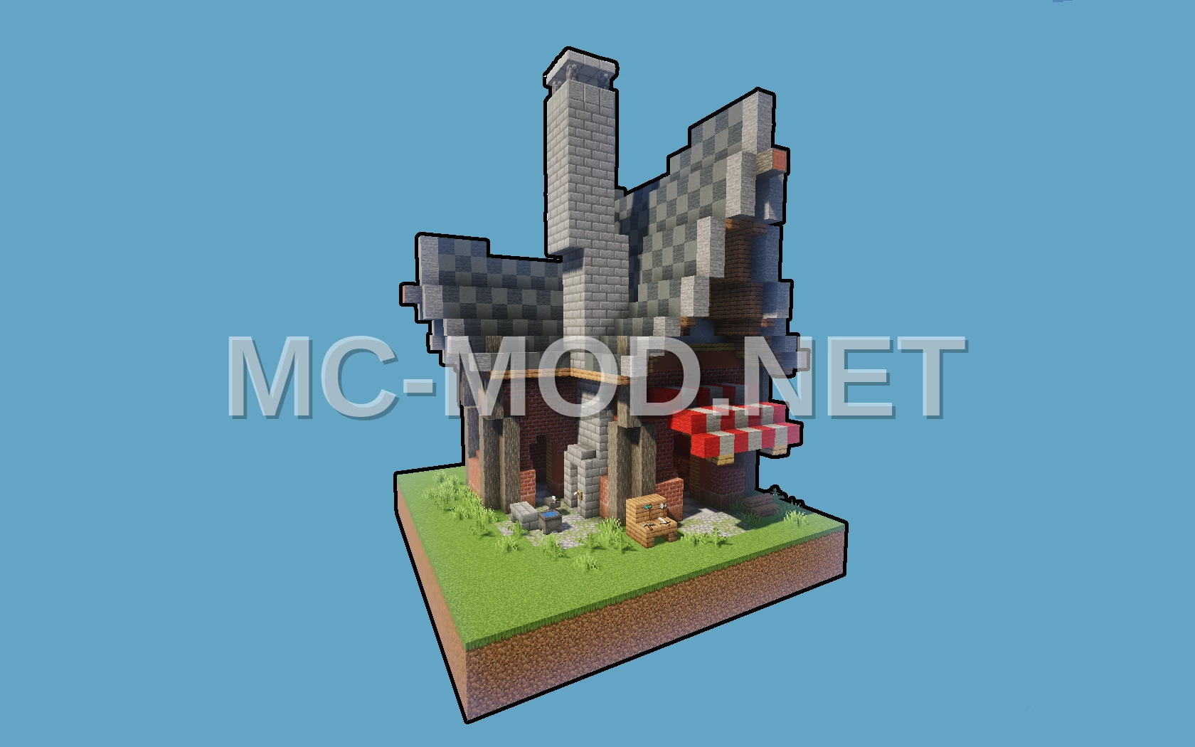 Medieval Blacksmith House With Armor Stand Details