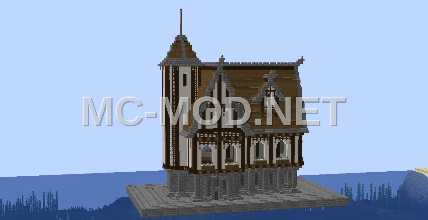 Medieval House With Glowstone And Quartz Accents