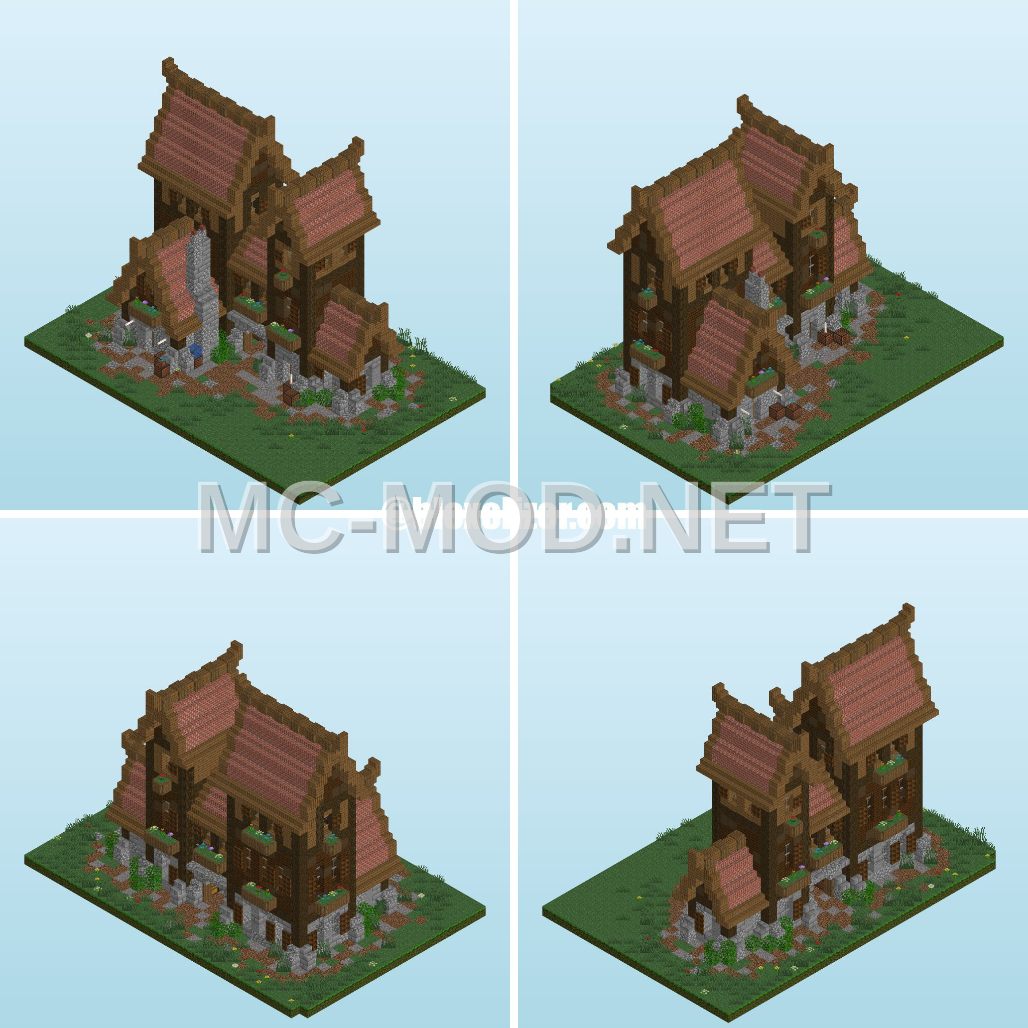 Medieval House with Dark Oak Accents