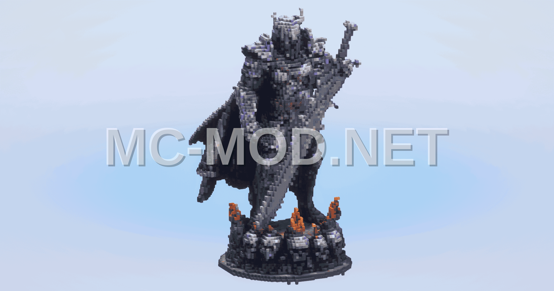 Medieval Knight Statue – Black Concrete Megabuild