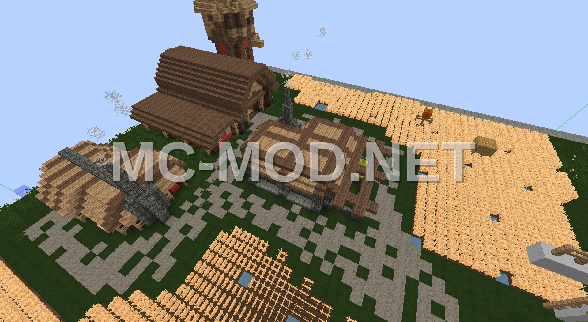 Medieval Farmstead With Windmill And Barn