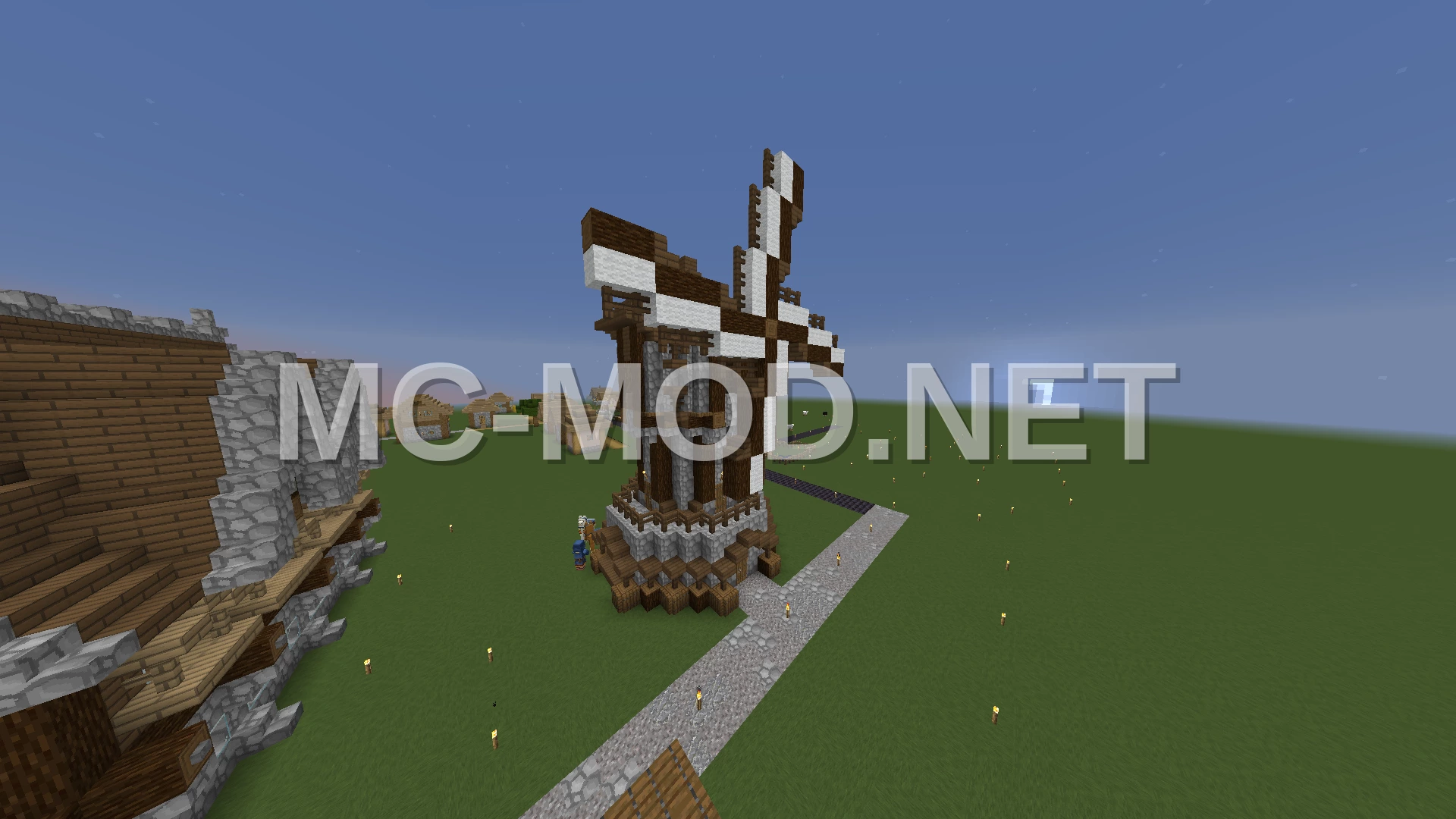 Medieval Windmill With Cobblestone Accents
