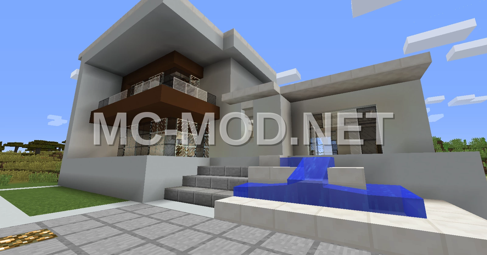 White Concrete Modern House Schematic