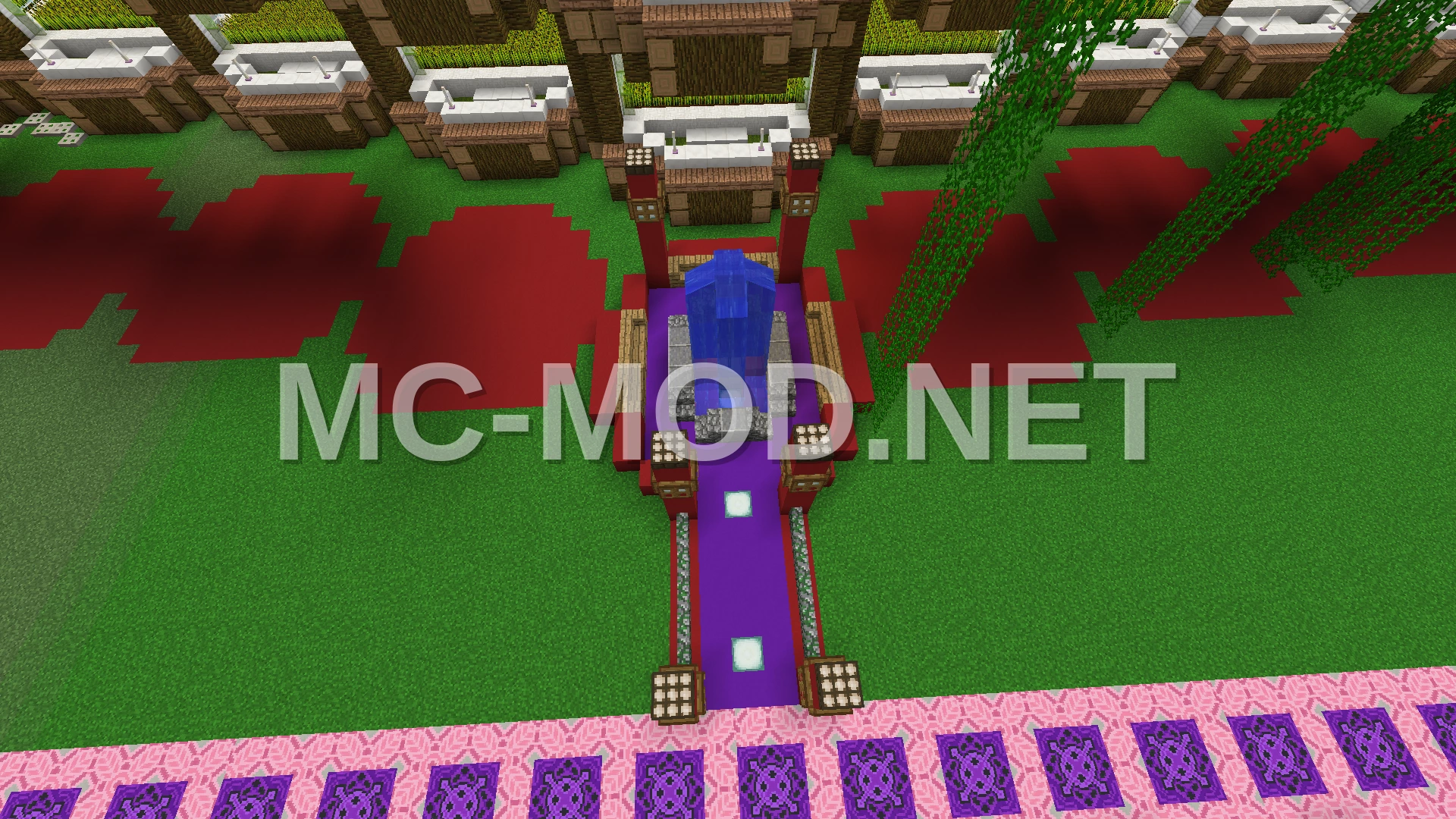 Modern Park with Fountain and Benches