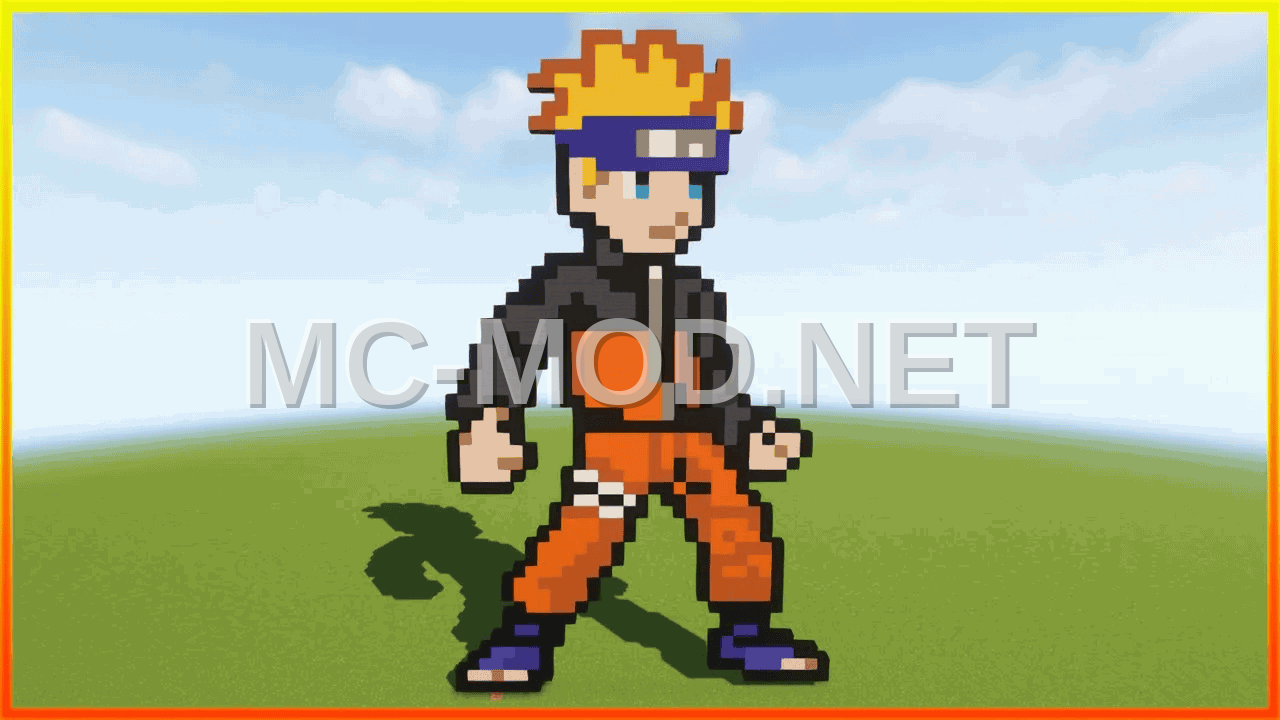 Naruto Uzumaki Pixel Art Statue