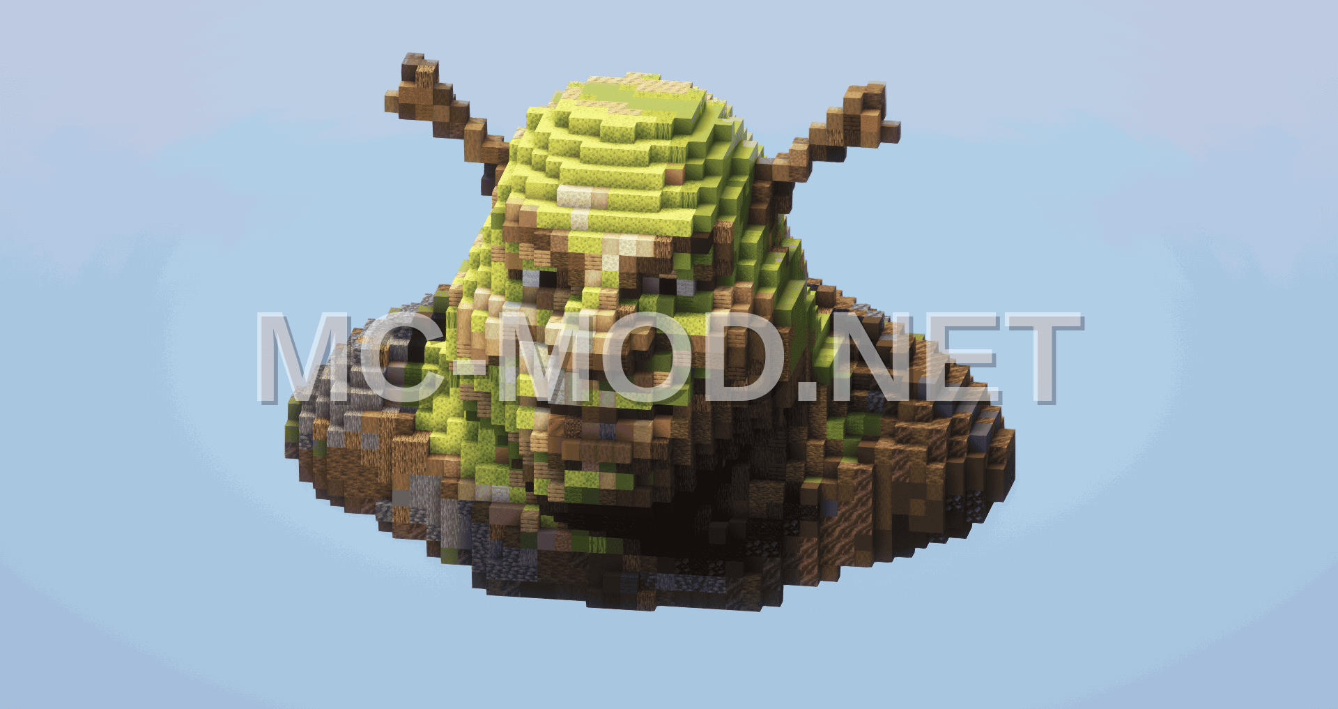 Pixel Art Shrek Bust Statue