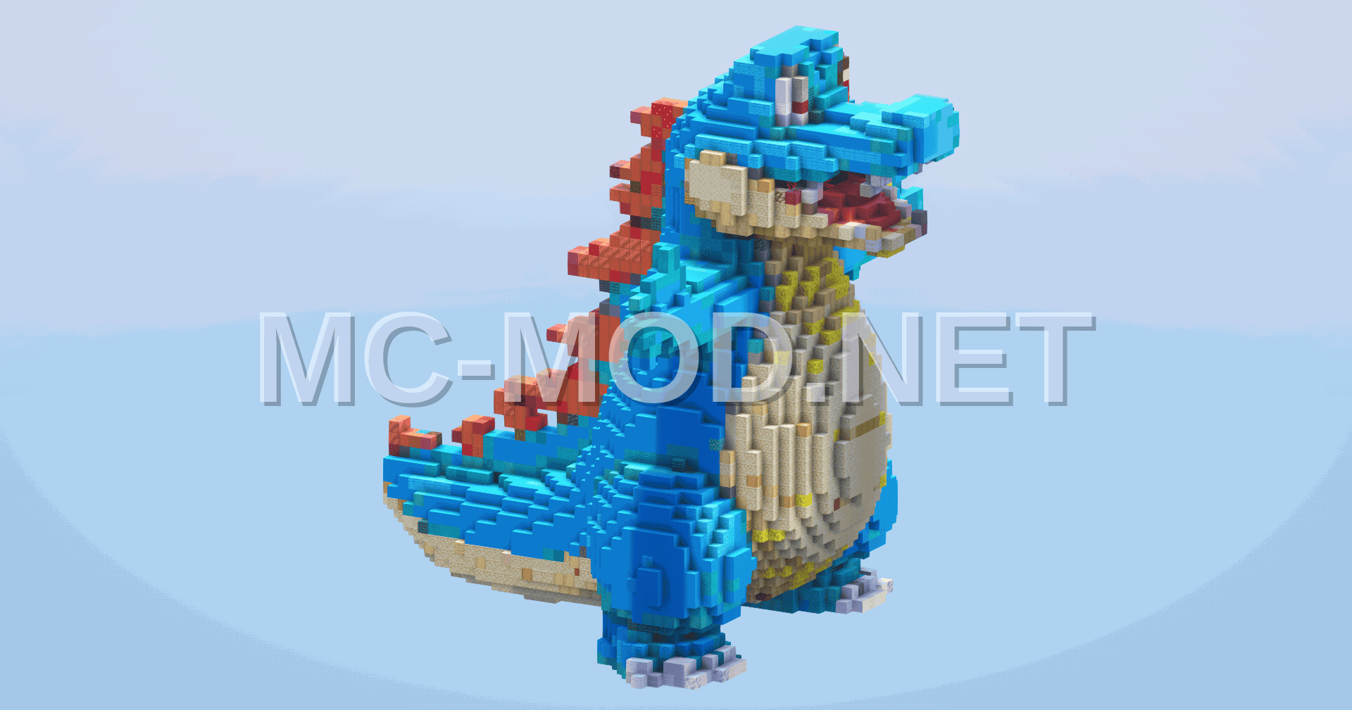 Light Blue Totodile Pokemon Statue
