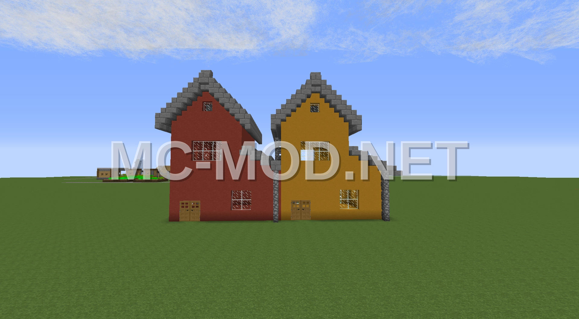Red And Yellow Twin Homes
