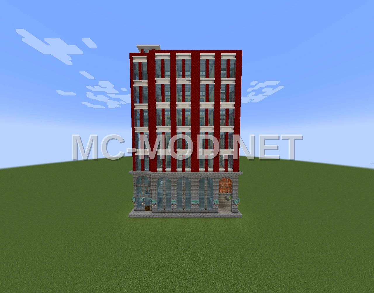Red Bureaucratic Office Building