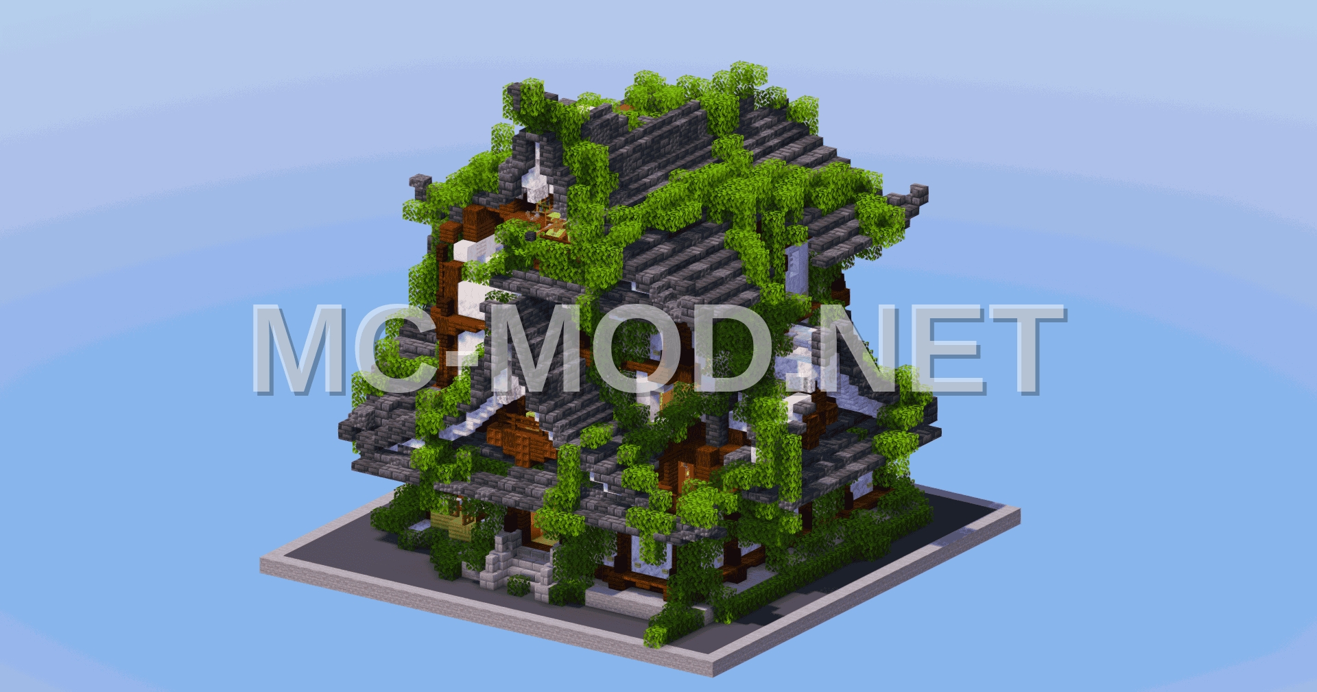 Ruined Overgrown Japanese Temple Schematic