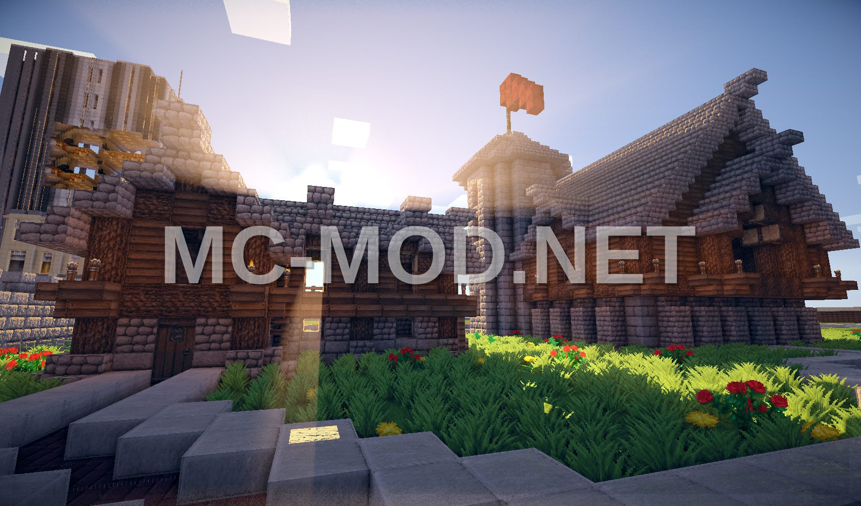 Rustic Village with Longhouse and Towers