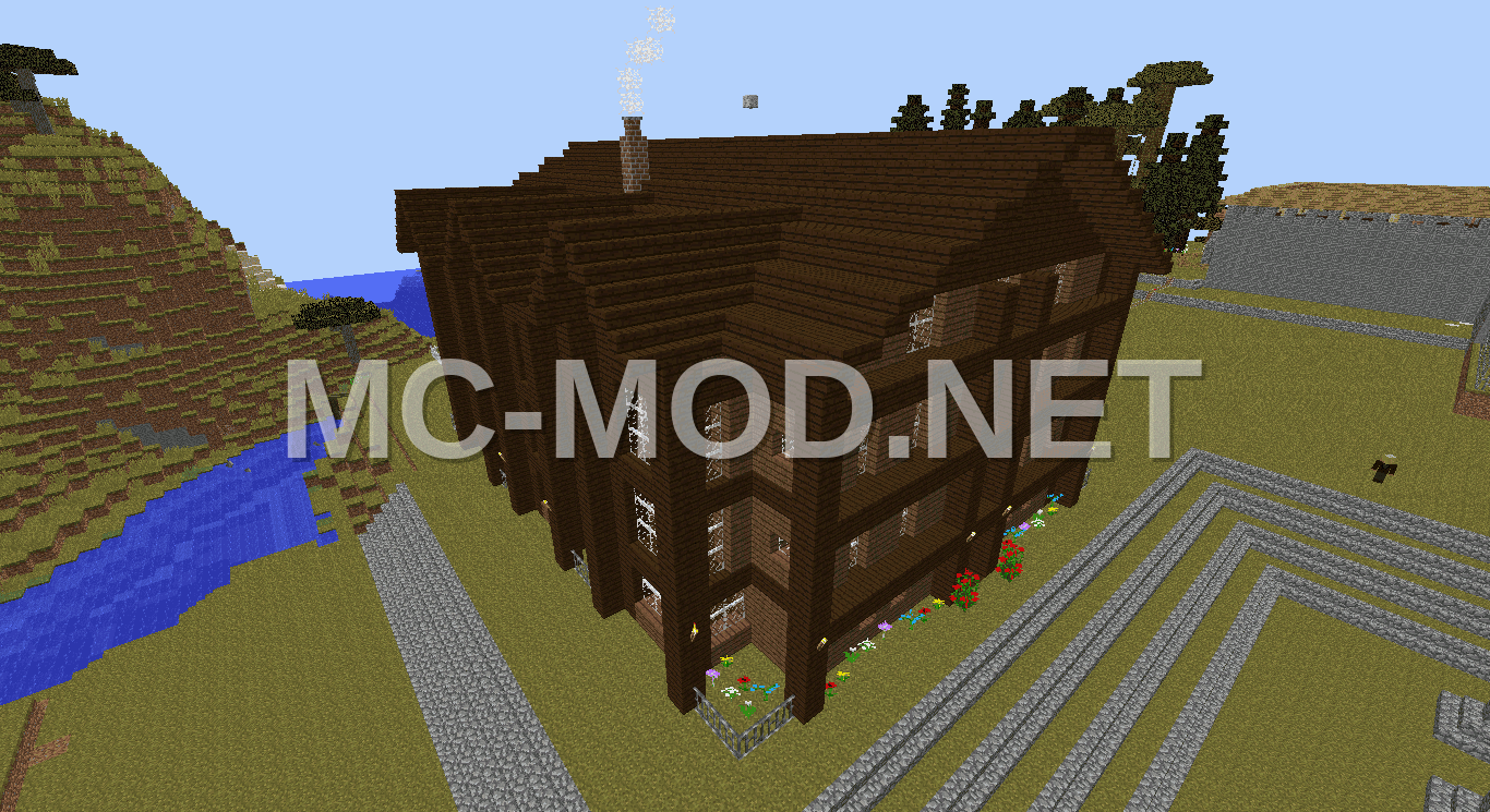Three-Story Wooden Mansion with Attic