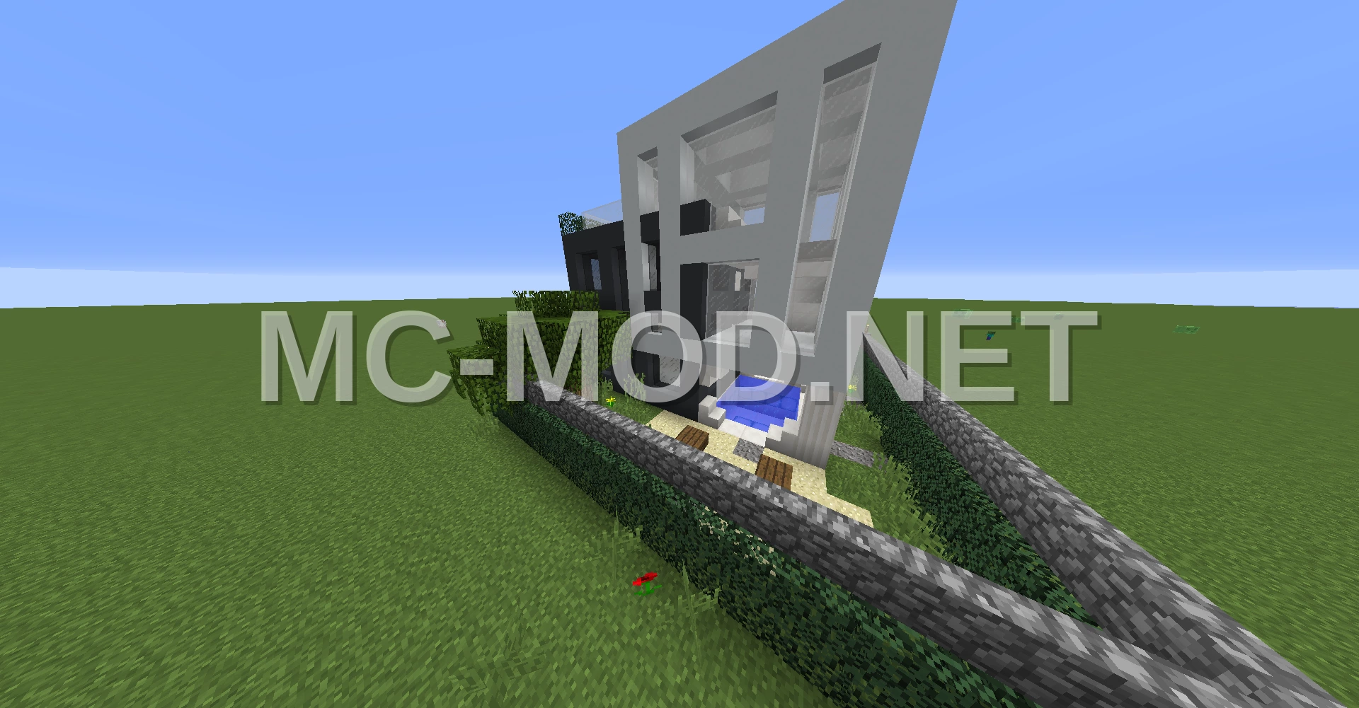 Two Cubes Modern House With Garden Pool