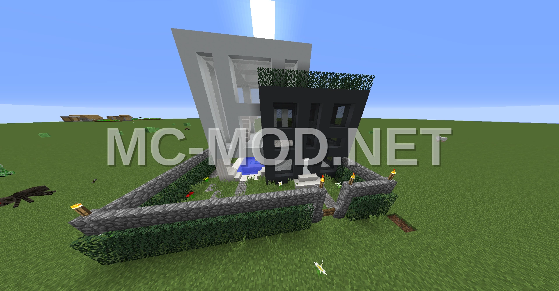 Two Cubes Modern House With Garden Pool