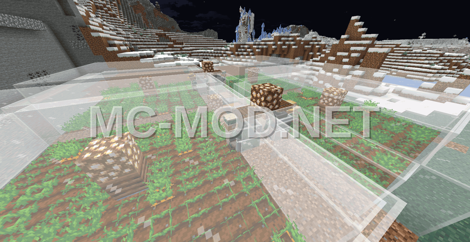 Villager Crop Farm – White Stained Glass Design