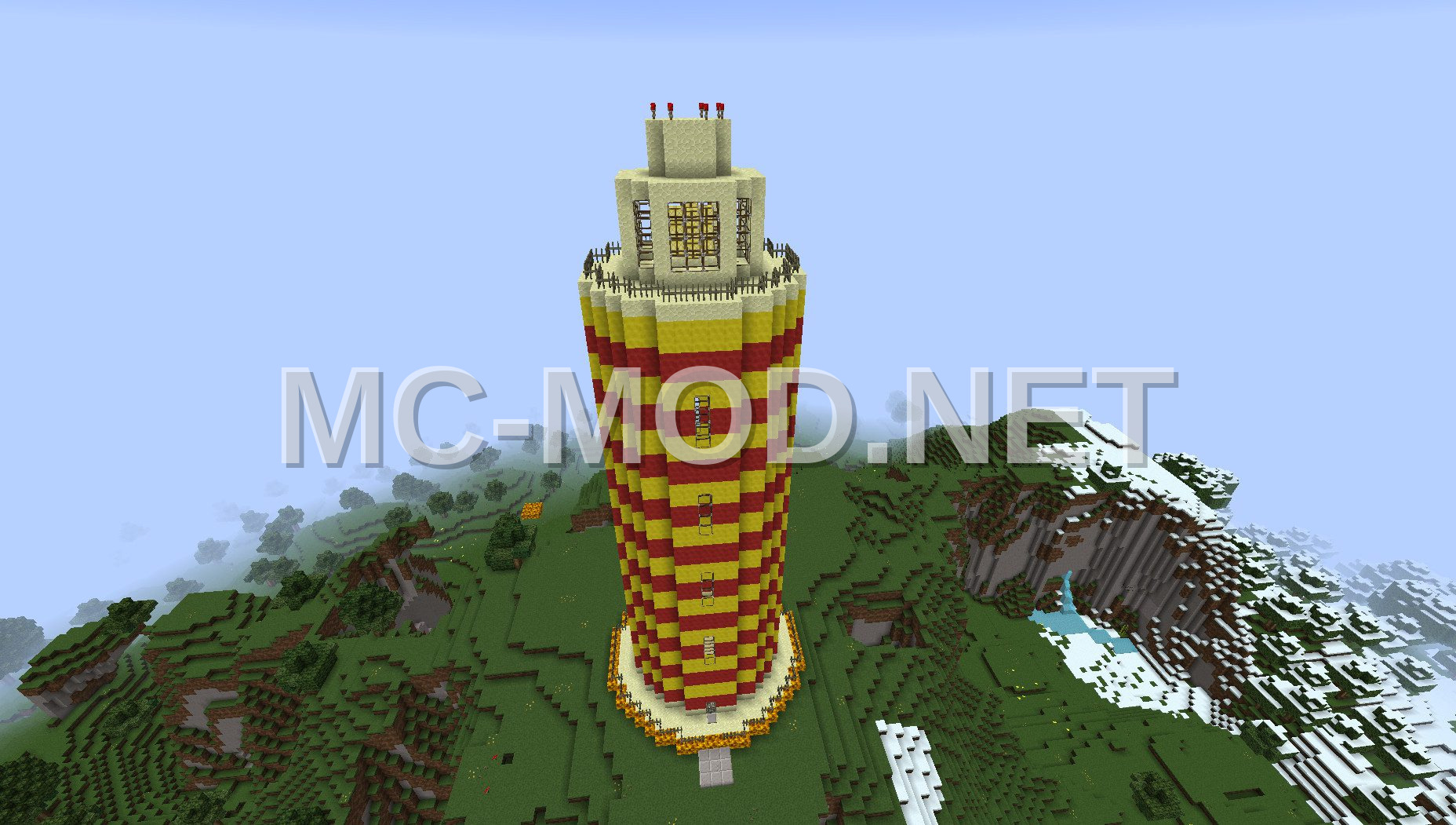 Yellow and Red Lighthouse Structure