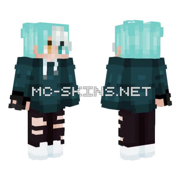 Teal Haired Hoodie Boy