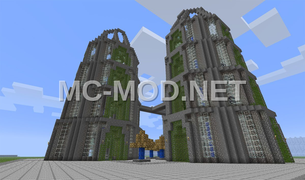 Cobblestone and Glass Portal Towers