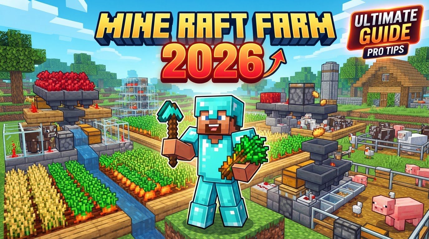 An aerial view of a meticulously designed Minecraft farm, featuring rows of varied crops, several beehives surrounded by flowers, and a central water source, all enclosed by a wooden fence with glowing lanterns.
