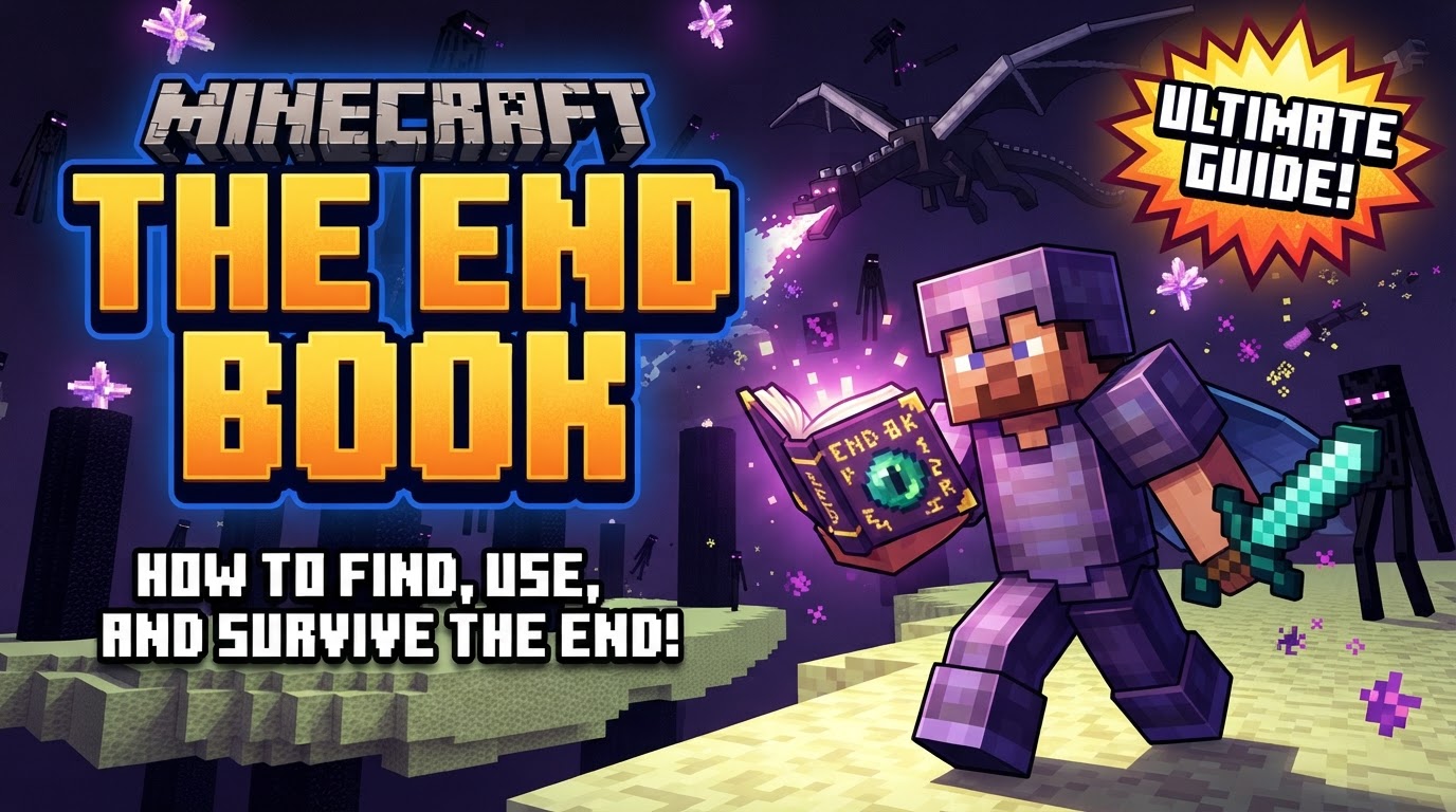A player character standing on the central bedrock exit portal in the End dimension, with the starry void of the End visible around them.