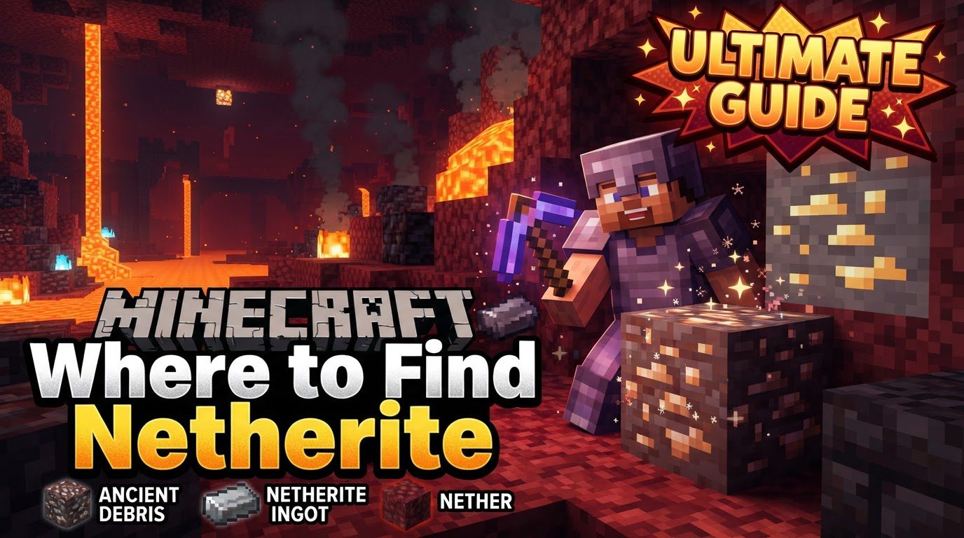 A player in diamond armor, holding a diamond pickaxe, standing in a tunnel at Y-level 15 in the Nether, with a vein of Ancient Debris visible in the wall.