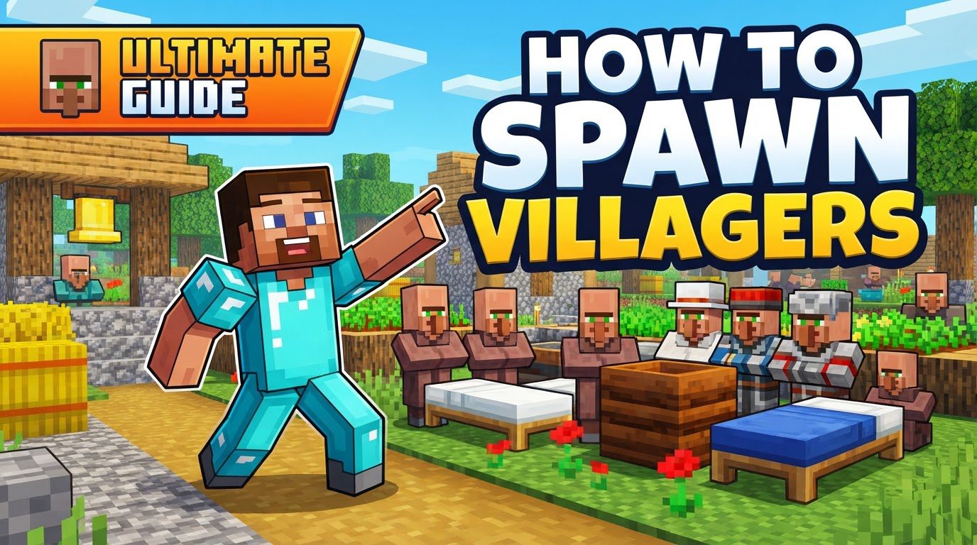 A group of Minecraft villagers gathered around beds in a well-lit, enclosed wooden structure, with a farmer villager tending to crops nearby.
