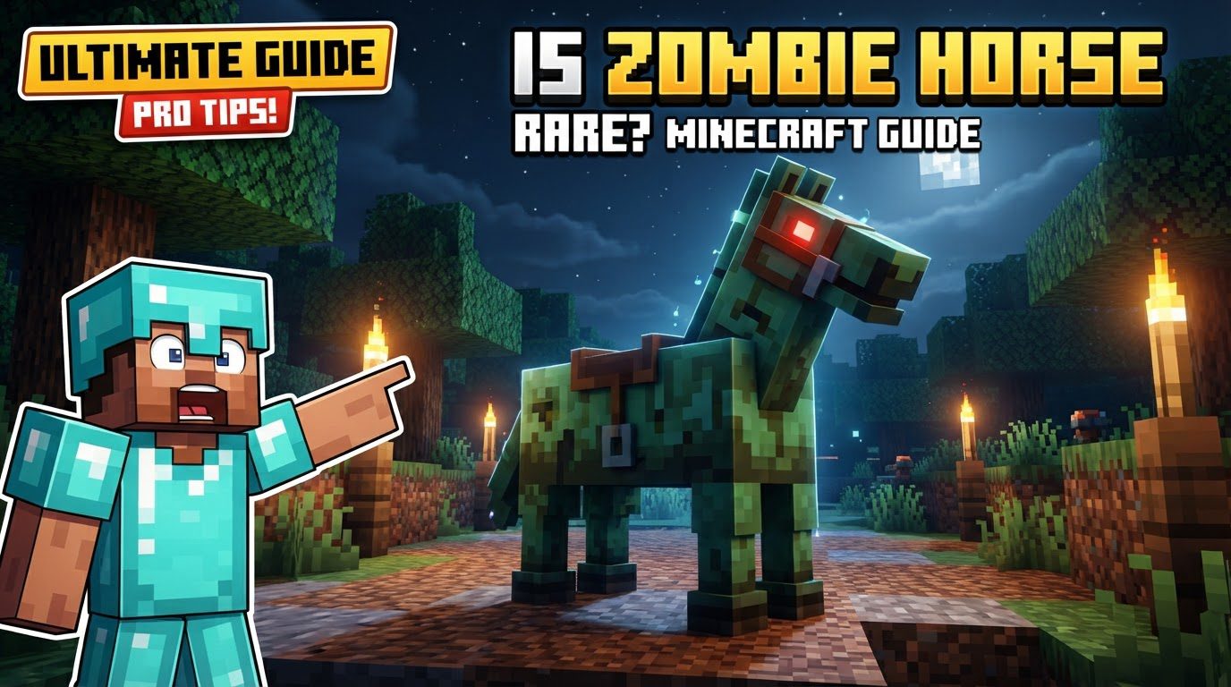 A player on a zombie horse wearing diamond armor, riding across a plains biome at night with a full moon.