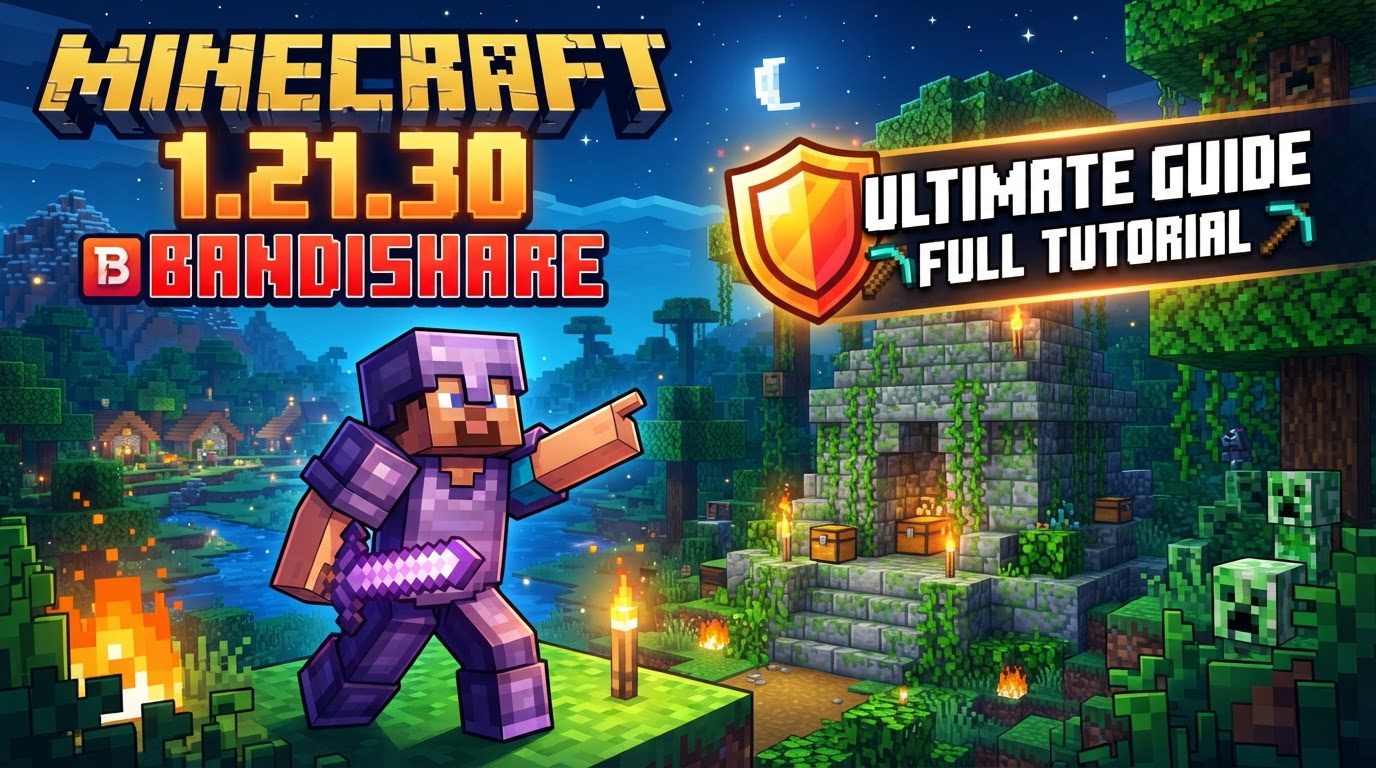 A warning symbol overlapping a Minecraft block, with a computer screen showing malware code in the background.