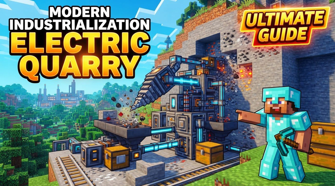 A large, intricate multiblock machine with glowing electric components, actively mining a vast underground area.