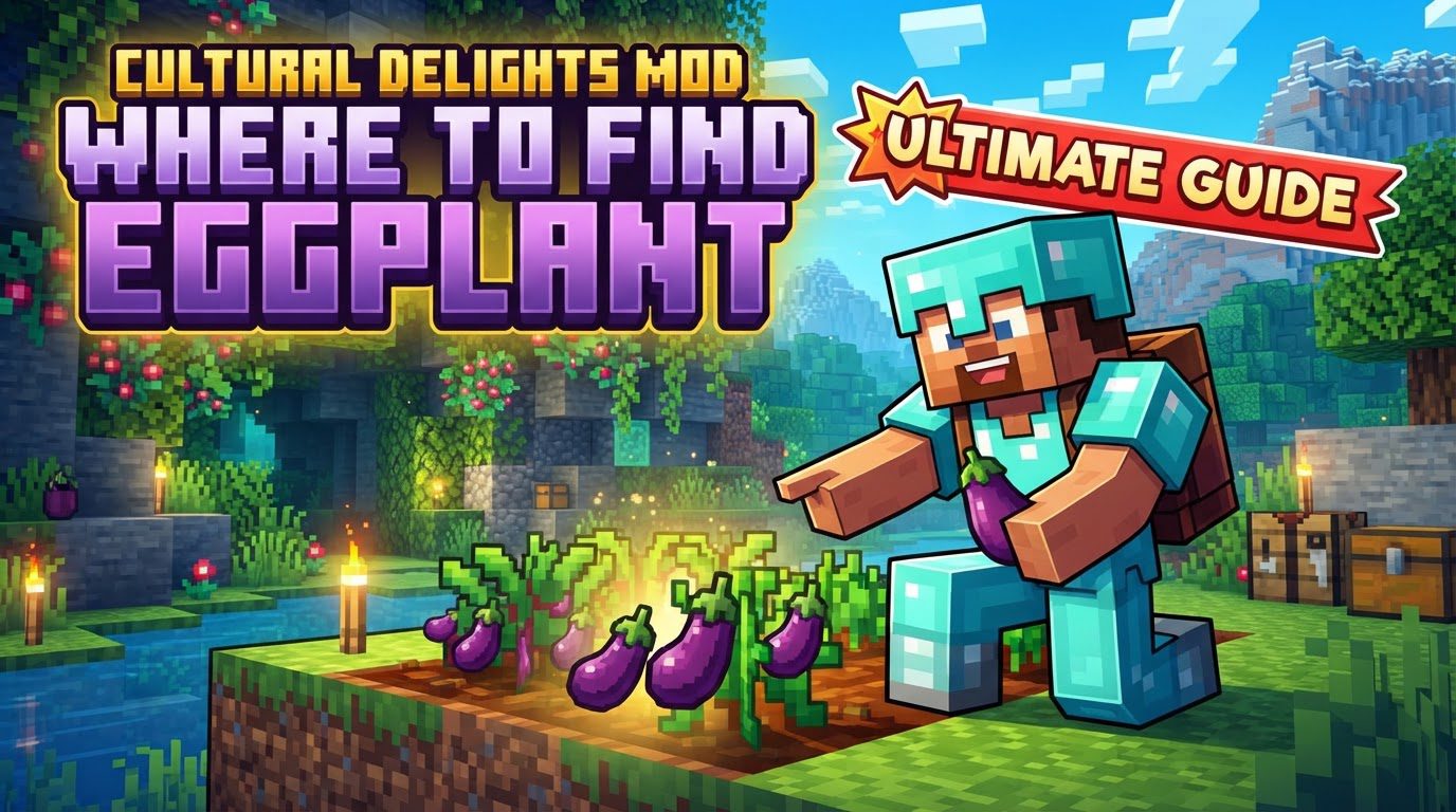 A player character standing in a dense jungle biome, carefully examining the ground for a distinct plant.