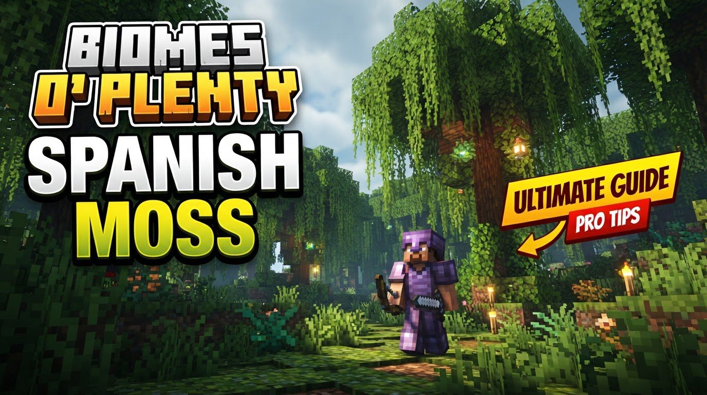 Spanish Moss hanging from Willow Trees in a misty Bayou biome.