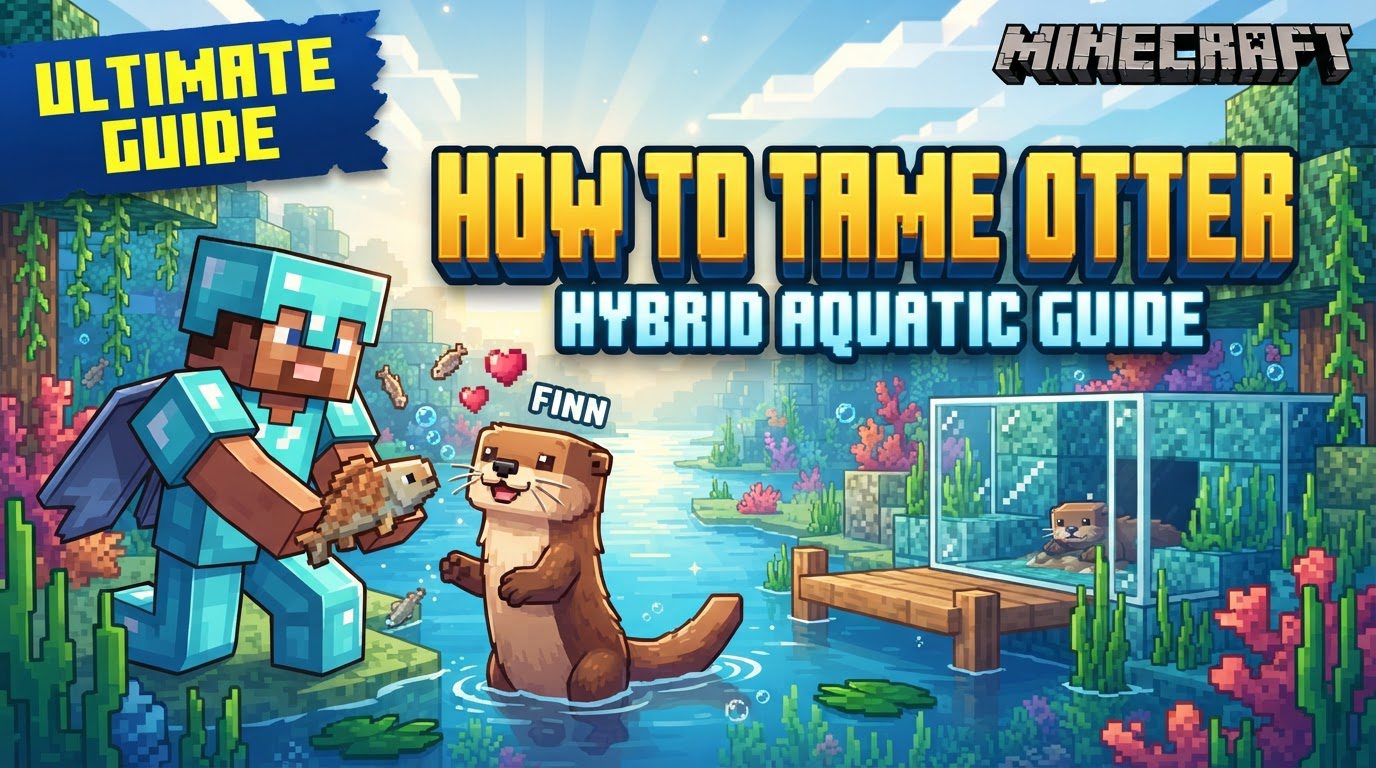 An otter swimming gracefully in a clear river, surrounded by lush aquatic plants and vibrant fish.