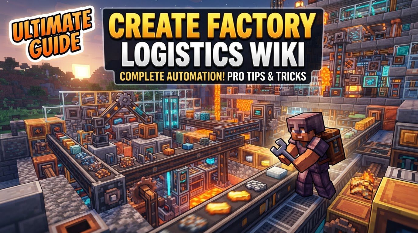 A complex Minecraft factory floor with numerous chain conveyors carrying cardboard packages, Frogports connected to storage, and Factory Gauges monitoring production lines.