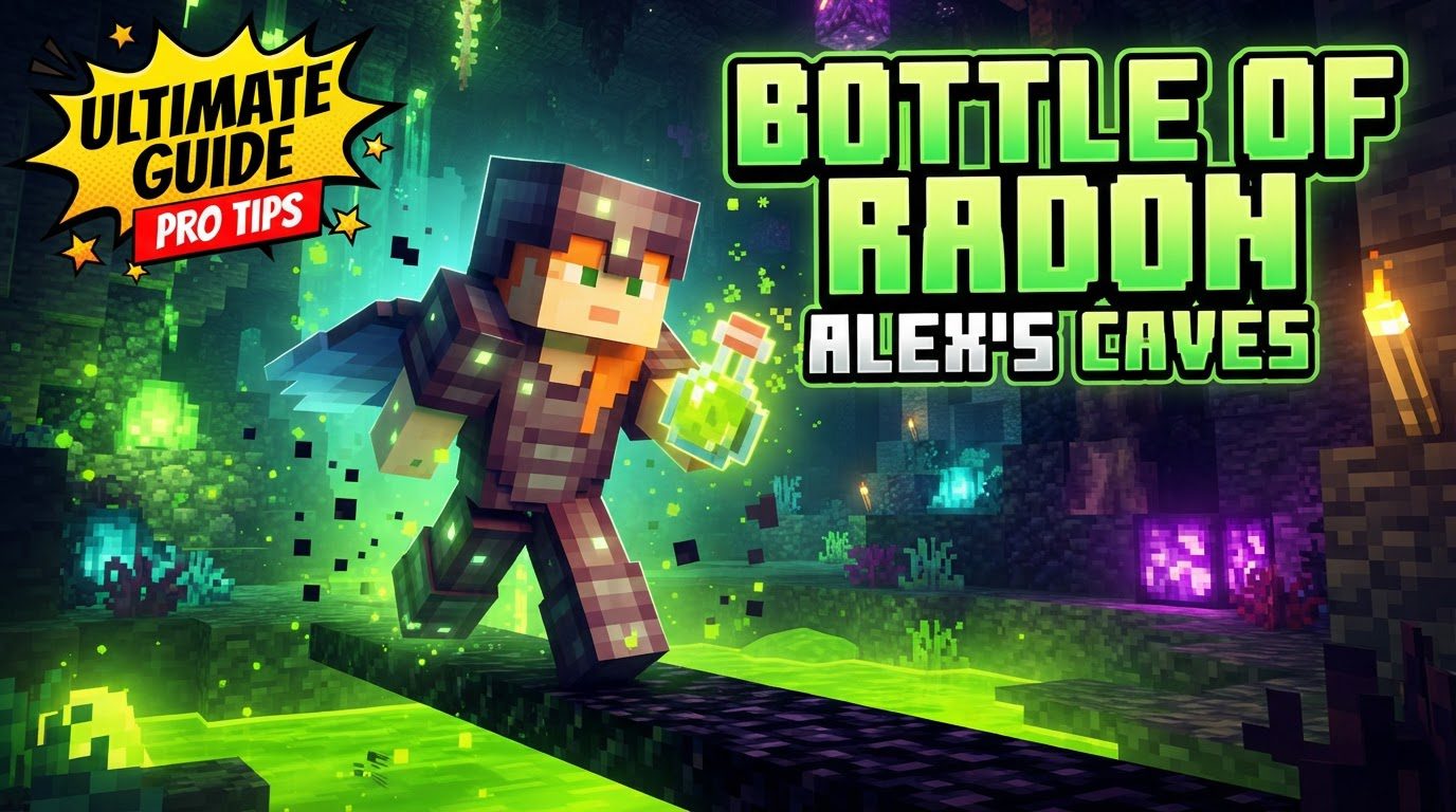 A player in a Hazmat Suit collecting green gas from a bubbling geothermal vent in a dark, neon-green lit cave.