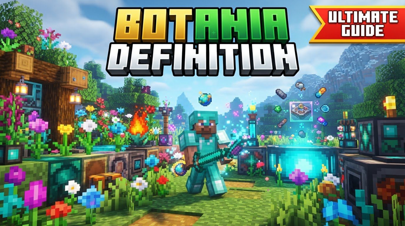 A vibrant garden featuring various colorful flowers, a mana pool glowing with energy, and a player character holding a staff, surrounded by mystical particles.