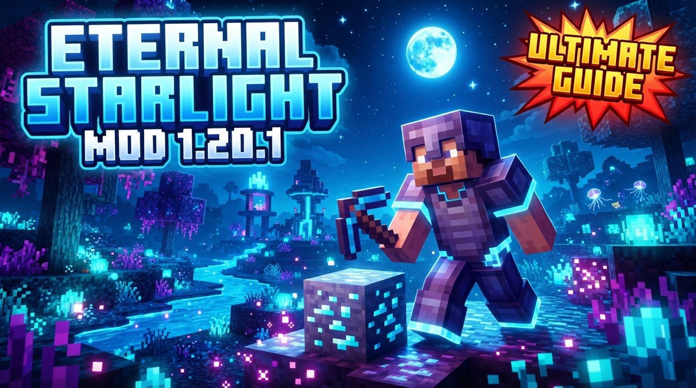 A player stands before an active, glowing portal leading to a vibrant, alien dimension under a starry sky.